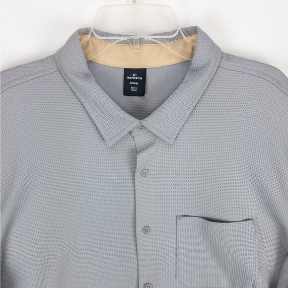 REI Co-Op Shirt Men's Size 2XL Long Sleeve Button Up Gray Polyester Blend - Picture 2 of 11
